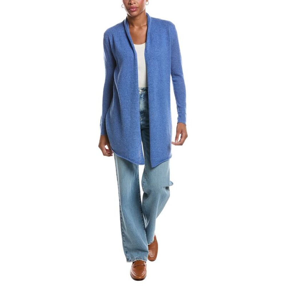 Incashmere Womens  Open Front 100% Cashmere Cardigan, Blue
